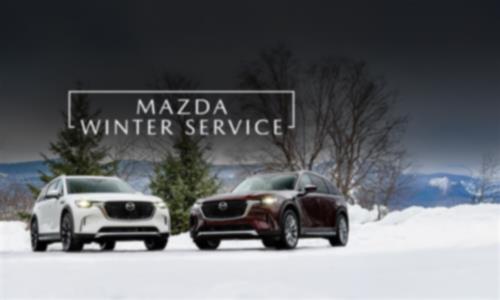 A white CX90 plug-in hybrid and a red CX90 mild hybrid inline 6, parked in front of a snowy background. 