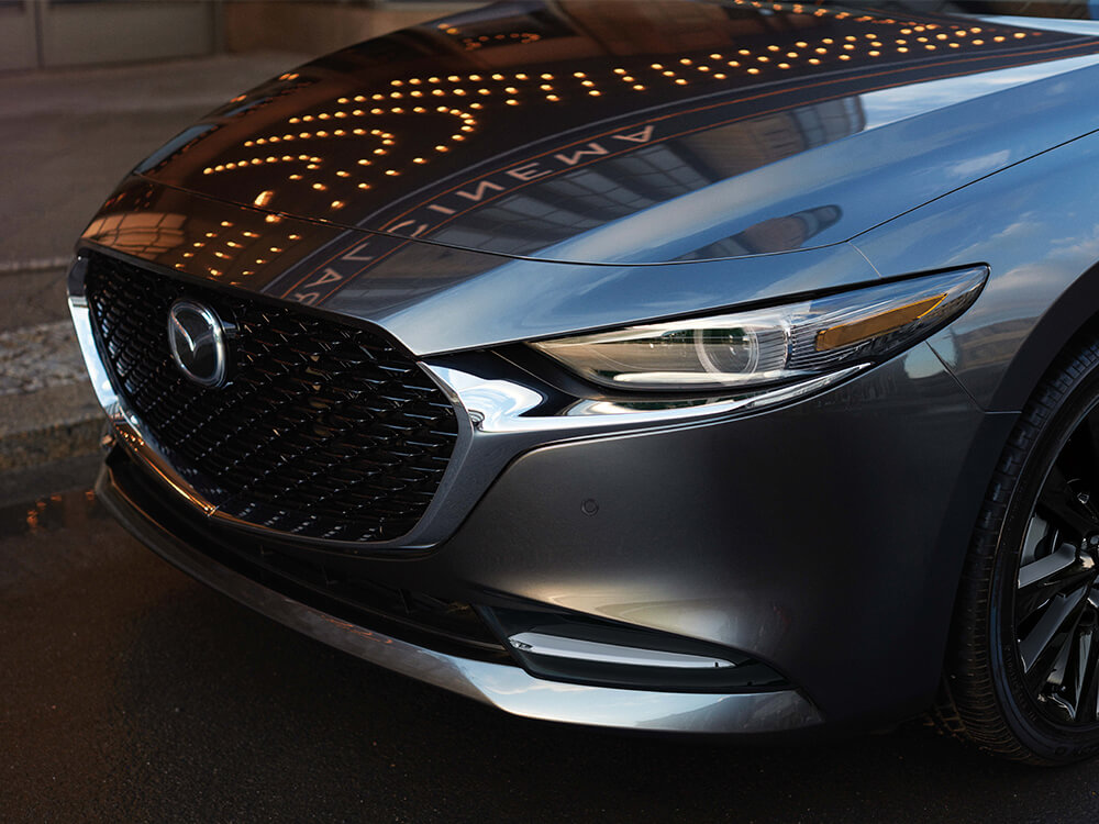 Mazda3 grille and hood up close
