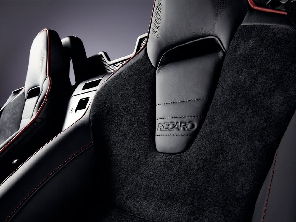 “Nappa leather and Alcantara® trimmed Recaro® sport seats”