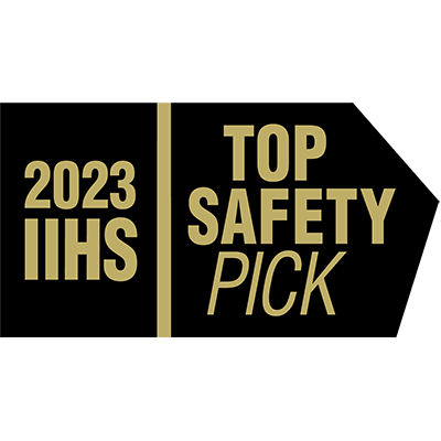 Image, black sales tag with gold “2023” proceeds “top safety pick”, followed by “2023 MazdaCX-50 Small SUV / 4-door SUV