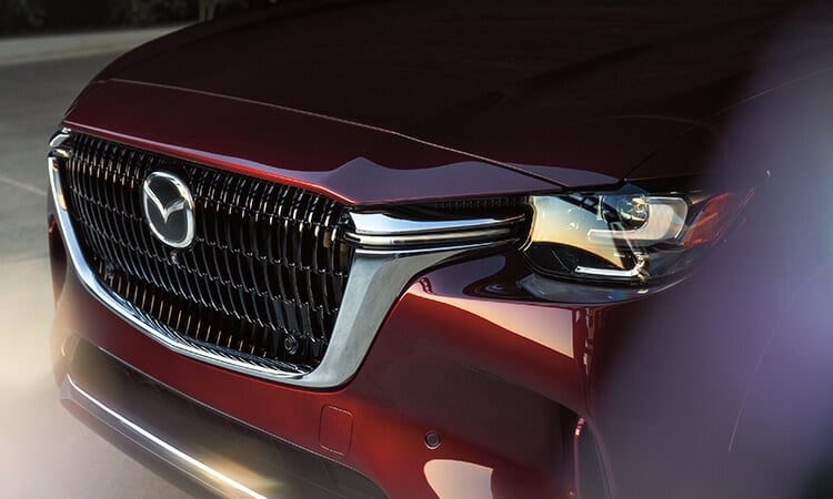 Close up of Artisan Red CX-90 front grille. 
