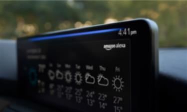 A close-up of the integrated Amazon Alexa interface on the MX-5 ST interior console screen.